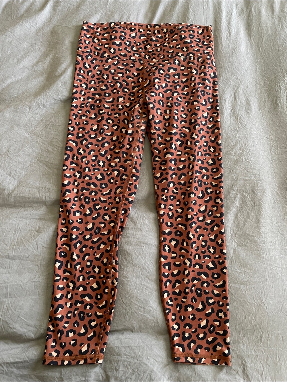 Fabletics PowerHold Leopard Print Leggings in Rust, Black & Cream